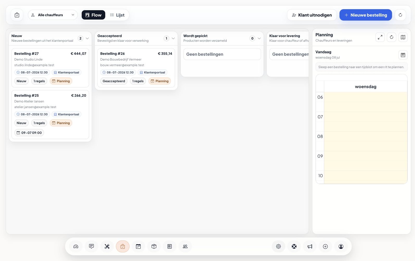Orders overview in CRRM with order status and customer information
